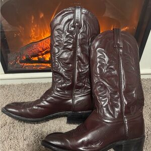 Vintage red burgundy j chisholm cowboy boots